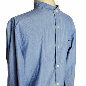 Banana Republic Shirt Mens Size M (15/15.5) Blue White Striped Button Front